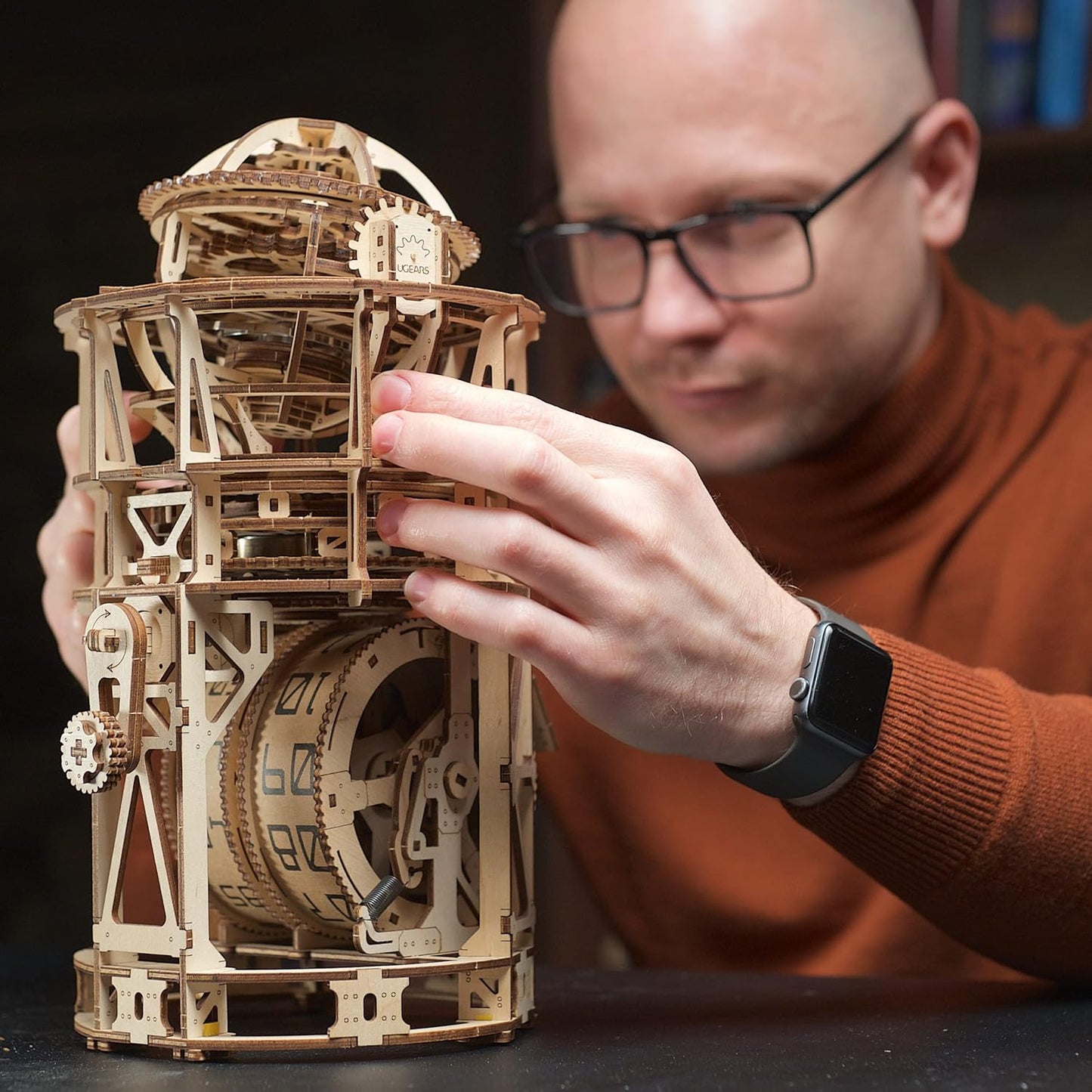 Wooden 3D Puzzle - Astronomical Table Clock with Tourbillon Kit - DIY Mechanical Clock Model - 338 Pieces