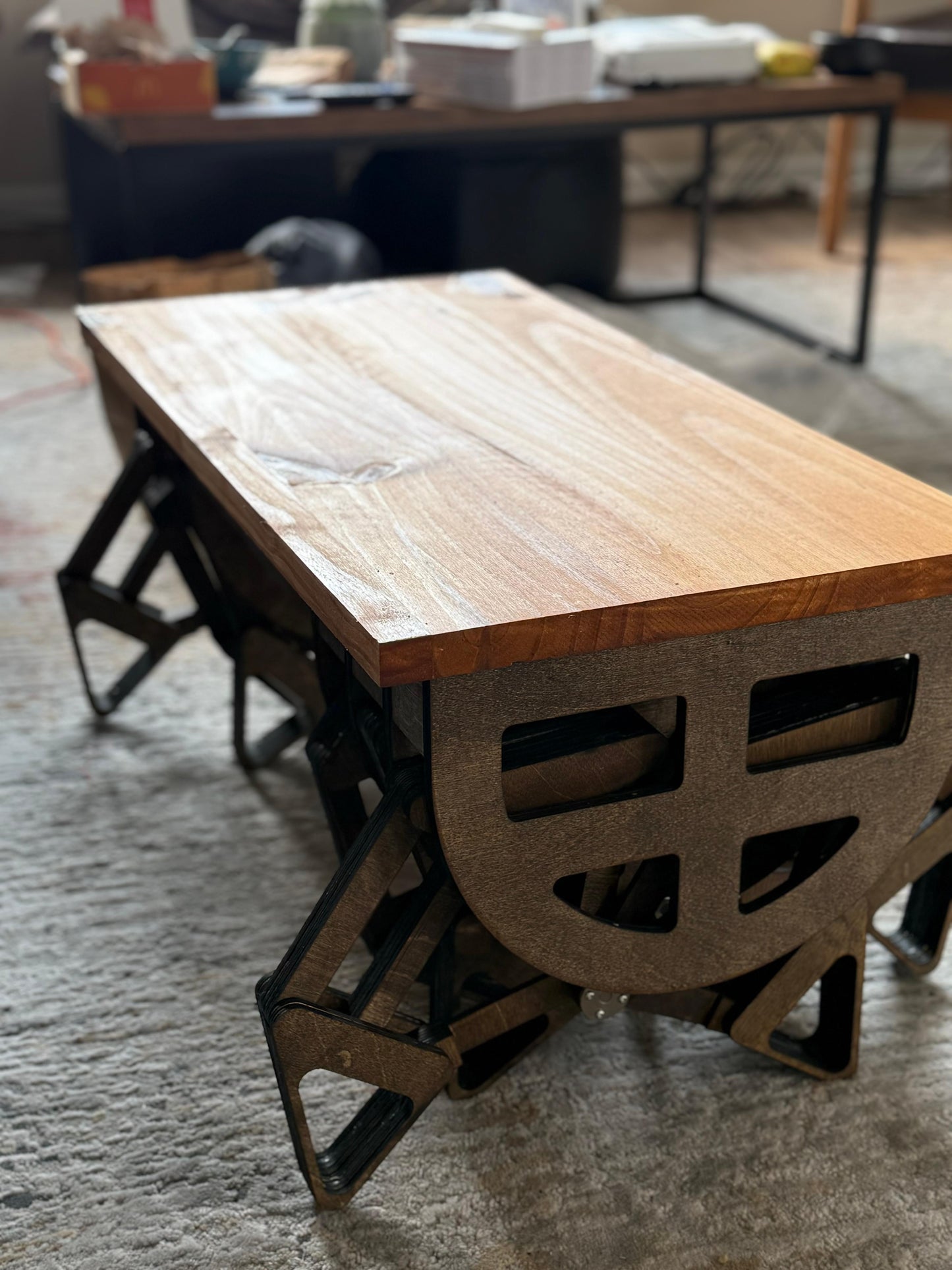 Automatic Walnut Coffee Table – Sleek, Smart, and Stylish for a Modern Living Space!